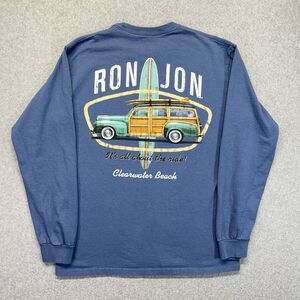 Ron Jon Surf Shop Clearwater Beach Long Sleeve T-Shirt Men’s M Blue Graphic Tee